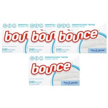 바운스 드라이 건조기 시트 무향 240ct Bounce Free Gentle Fabric Softener Dryer Sheets Unscented, 4팩
