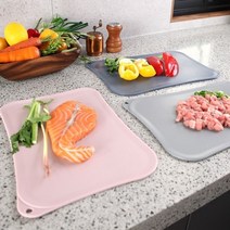 올리오 키친 주방 이유식 위생 컷팅보드 실리콘 도마 2개, 그레이