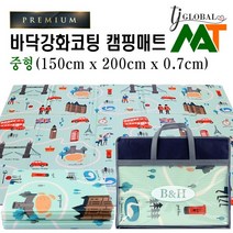 (중형) T-다이 바닥강화코팅 접이식 엠보싱 발포 두꺼운 캠핑 텐트 매트 돗자리 (캠핑툴즈/엔틱그린/런던블루/캠핑패턴 오렌지/남극펭귄), 런던블루(중형)