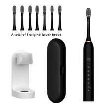 전동칫솔 음파전동칫솔 초음파칫솔 휴대용전동칫솔 소닉 자동 usb 충전식 ipx7 방수 여행 상자 홀더 헤드, 블랙 8 헤드 세트