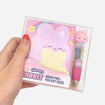 레이지스타 메모패드+미니 4색볼펜 세트 ver2 떡메 메모지 수첩 볼펜 귀여운볼펜