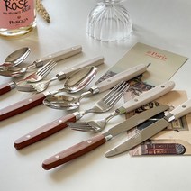 아노바 레트로 빈티지 홈카페 감성 커트러리 디너 스푼 포크 나이프 디저트포크 티스푼, 디너포크, 브라운