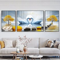 백조와 금전수 대형 보석십자수 3개 세트 원형비즈 구슬 큐빅 전체수, 160X60CM