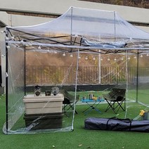 일체형 투명 천막 지붕 벽면세트 2mx3m 방풍 방수 옥상 테라스 루프탑 포차 온실 야외휴게실 캠핑 낚시