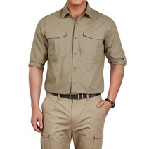 FREE SOLDIER 남성용 긴소매 UPF 50+ 낚시 셔츠 보호 하이킹 경량 통기성 빠른 건조 (카키 S) 292660, X-Large, Khaki, Khaki