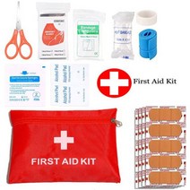 재난가방 지진가방 전술파우치 생존배낭 야외 전술 처치 키트 휴대용 여행 의학 패키지 비상 생존 빈 가방 붕대 칸막이 보관 정리, 빨간