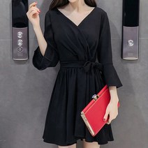리본 브이넥 랩 원피스 하객룩 데이트원피스