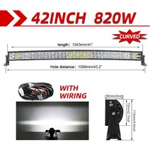CO LIGHT 52 "Led 라이트 바 1020W Led 작업 조명 12V 24V 스팟 플러드 콤보 빔 트럭 트랙터 SUV 4X4 4WD 오프로드 Barra, 16 42 Curved with Wire
