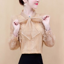 kirahosi 여름 가을 여성 레이스 블라우스 긴팔 셔츠 상의