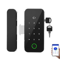 도어락 APP 전화 제어 스마트 지문 Biometrics 카드 홈 오피스 Frameless 프레임 유리 푸시 슬라이딩 도어, 01 Black_05 Type E