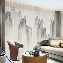 고급커튼 신 중국식 수묵 산수화 스트릿 응접실이 있다 서재 퀄리티 침실 명숙 부처님 창문블라인드 사렴 4810432860