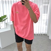 간빠레 4컬러 남자 썬샤인 형광 박스 오버핏 반팔 티셔츠