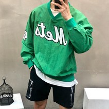 맨스토리 / 루즈핏 웜업 브이넥 레터링 바람막이 남자 봄 맨투맨