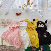만화 Sanrioed-자켓 카와이 멜로디 시나모롤 어린이 후드 스웨터 소년 소녀 지퍼 코트 아기 외출 의류