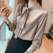 실크 리본 넥타이 2컬러 블라우스 212