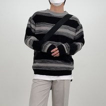 남자 오버핏 믹스 스트라이프 니트 루즈핏 단가라