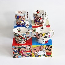 [모숭상]짱구 머그 컵 잔 홈카페 집들이 선물 스푼 세트, D.엘로(약300ml) - 92개 남음