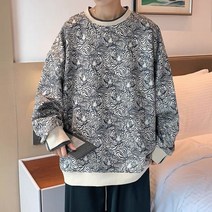 페이크 투피스 플라워 라이트 럭셔리 탑 빈티지 라운드 맨투맨 트렌디남 캐주얼 코트