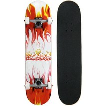 Krown Rookie 컴플리트 스케이트보드 레드/화이트 플레임, Red/White Flame