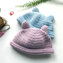 아기곰 신생아 뜨개 모자 DIY 키트 패키지, 729연보라, 1개