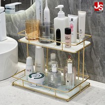 JS리빙 무타공 욕실 선반 코너형 정리대 화장실 코너 수납 수건 드라이기 거치대 수납장 세면대 벽걸이 2단 화장품 정리 진열대 화이트 골드 [MD: 420*7462yFJRE_JS], 네토 욕실선반, 1개
