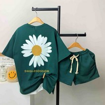 바이미쓰리 / 블로썸 데이지 백프린팅 반팔티 반바지 세트(4color)