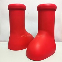 레인 부츠 장화 장마 레드 니하이 라운드 토 슬립온 여성 캐주얼 새로운 디자인 런웨이 신발 패션
