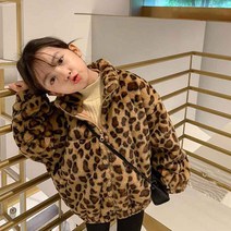 여아 호피 점퍼 여아 레오파드 롱후리스 겨울 점퍼 유아 호피 롱후리스 겨울 패딩 자켓 여아 호피 롱후리스