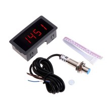 4디지털 LED 타코미터 RPM 속도계 근접 스위치 센서 NPN 12V 9999RPM, 01 빨간