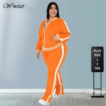 미니 송풍기 무선 전동 제설플러스 사이즈 L-5XL 두 조각 세트 여성 운동복 지퍼 스트라이프 탑 슬릿 조깅, 01 Black_06 5XL