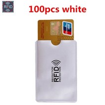 50/100pcs 안티 Rfid 지갑 차단 리더 잠금 은행 카드 홀더 Id 케이스 보호 금속 신용 NFC 6.3x9.1cm, [03] 100pcs White