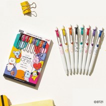 스페셜 에디션 미쯔비시 BT21 유니볼 원 볼펜 0.38mm 8 Colors 단색, 1개, BT21 코야/블루