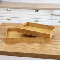 손잡이 카페 트레이 2종세트 / 사각 우드 서빙보드