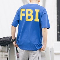 세븐퍼센트 남여공용 빅사이즈 오버핏 반팔 티셔츠 FBI