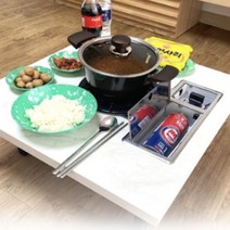 미니 불판 식탁 4color 접이식 로스타 테이블 버너 고깃집 혼술 손님맞이 집들이선물, 마블 화이트