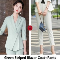 여성정장세트 오피스룩 셋트 결혼식하객패션 봄 셋업 투피스 40대 50대 참신한 스트라이프 하프 슬리브 정장 유니폼 스타일 비즈니스 작업복 경력 인터뷰 작업 블레이저 세트 팬츠 수트