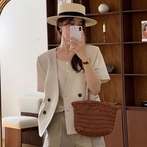 더블 버튼 심플 데일리 하프 자켓