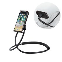 스마트폰 핸드폰 자바라 목걸이 거치대 / 누워서 보는 목걸이형 다양한 각도 조절, (블랙), 1개