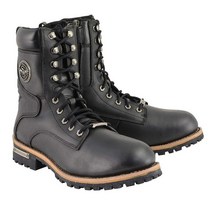 Milwaukee Leather MBM9095 남성용 클래식 블랙 로거 레이스업 부츠 사이드 지퍼 포함 - 265mm 662621, 7.5