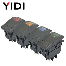 방수 바 로커 토글 스위치 자동차 보트 해양 로커 스위치 버튼 12v 220v led 조명 램프 4pin on off dpst switch, 레드 주도