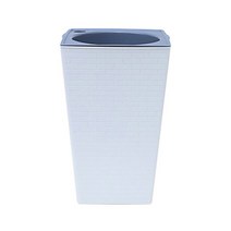 벽돌 패턴 화분 모조 금속 플라스틱 꽃 냄비 광장과 원예를위한 키가 큰 유형 화분에 심은 식물 꽃을위한 Cachepot, 하얀, 17.2x12x8.6cm