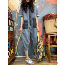 puildaug 오버웨어 점프 수트 여성의 여름 느슨한 얇은 데님 점프 수트 스키니