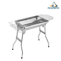 (캠핑플렉스) 플렉스 그릴 접이식 스테인레스 바베큐그릴 야외용 캠핑화로대 BBQ 용품 숯불그릴 화로대, 005. 플렉스 그릴 M(세트형)