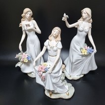 화이트 드레스 여인 3종 야드로 도자기인형 장식소품 도자기장식품 피겨린 두디, 비둘기 여인