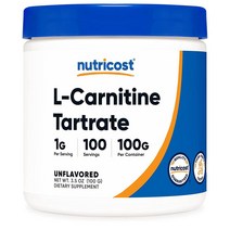 Nutricost L-Carnitine L-카르니틴 타르트레이트 파우더 3.5oz