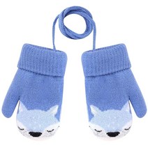 장갑 만화 13 세 소녀 소년 작은 여우 겨울 더블 레이어 니트 양모 플러스 벨벳 겨울용