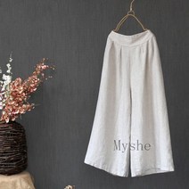 [Myshe]여름 여성 면마 통바지 루즈핏 와이드 바지 Seven630FEI630KTK05