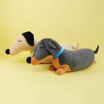 토이웍스 닥스훈트 강아지 애착 인형 85cm 어린이날선물 멍멍이 동물 안고자는 닥스훈트 베개 쿠션, 다크그레이
