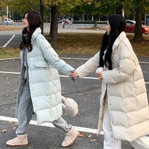 패딩 여중 롱 패션 루즈핏 허리 조임 패딩 도톰 겨울 코트