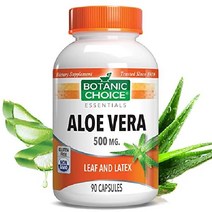 프리미엄 천연 알로에 베라 보충제 소화기 건강 지원 납 및 라텍스 허브 500 mg 180 카운트 알약 캡슐 글루텐 프리 비 GMO 알레르겐 Botanic Choice, 90개 (1팩)